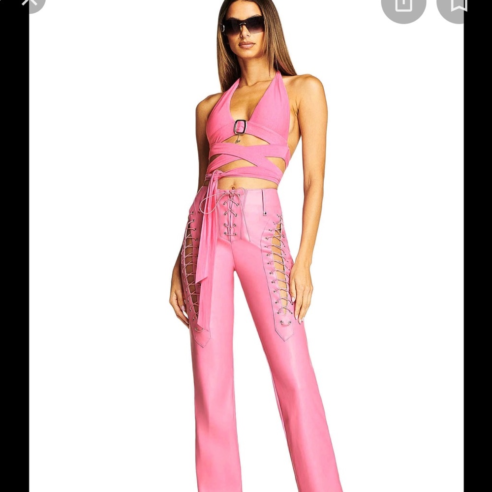 I Am Gia pink lace up Xenia pant